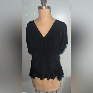 NWT Express Black Women's Top with Ruffle Sleeve